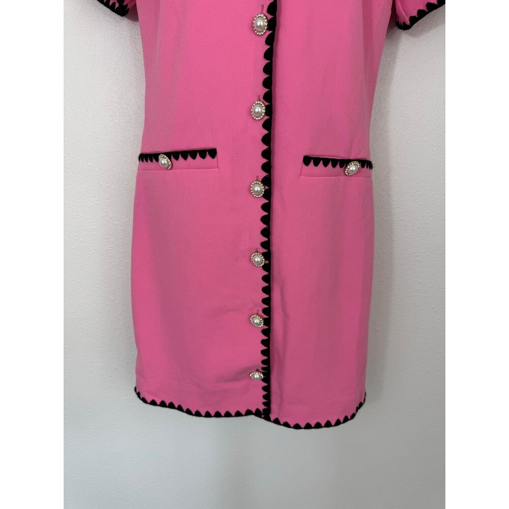 Alexia Admor Barbie Pink Pearl Button Mini Dress NWT Size 6 - Picture 5 of 8